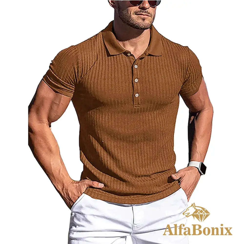 Camisa Polo Canelada AlfaBonix Solid Stripe