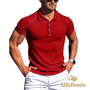 Camisa Polo Canelada AlfaBonix Solid Stripe
